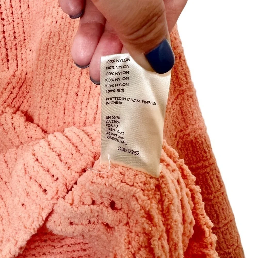 Free People Peach Be Yours Cozy Cowl Neck Women’s Balloon Sleeve Sweater Sz XS